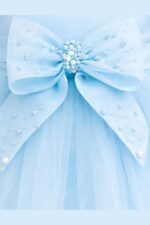 Girls Blue Princess Party Dress with Bow | Kids Birthday Tulle Dress - Image 4