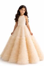 Girls Princess Party Gown | Kids Layered Tulle Wedding Dress - Image 3