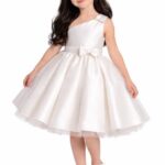 Girls Ivory One Shoulder Princess Gown Kids Wedding Party Dress