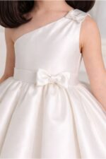 Girls Ivory One Shoulder Princess Gown Kids Wedding Party Dress - Image 4