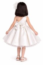 Girls Ivory One Shoulder Princess Gown Kids Wedding Party Dress - Image 2