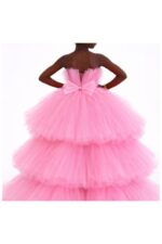 Girls Pink High-Low Barbie Style Birthday Dress - Image 2