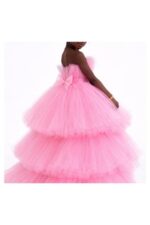 Girls Pink High-Low Barbie Style Birthday Dress - Image 4
