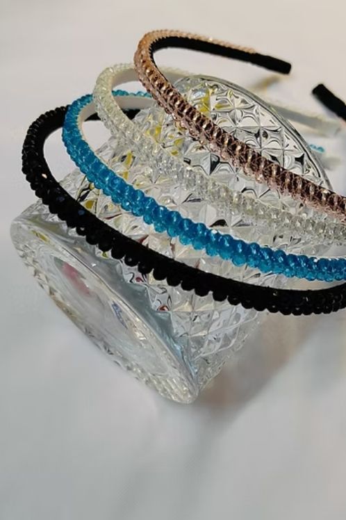 46 Combo Pack of Crystal Hairband in Blue and Pink - Image 1