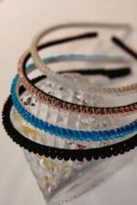 Combo Pack of Crystal Hairband in Blue and Pink - Image 2