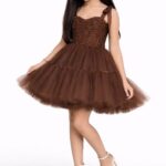 Girls Brown Party Dress Kids Birthday Tulle Princess Dress