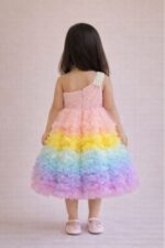 Girls Rainbow Tulle Party Dress | Multi Color Ruffle Princess Birthday Dress - Image 2
