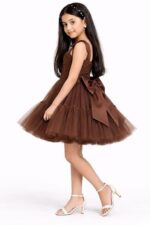 Girls Brown Party Dress Kids Birthday Tulle Princess Dress - Image 4