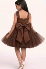 Girls Brown Party Dress Kids Birthday Tulle Princess Dress - Image 2