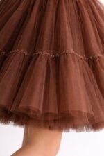 Girls Brown Party Dress Kids Birthday Tulle Princess Dress - Image 3