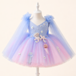 Girls Mermaid Theme Princess Party Dress | Blue & Pink Tulle Birthday Dress