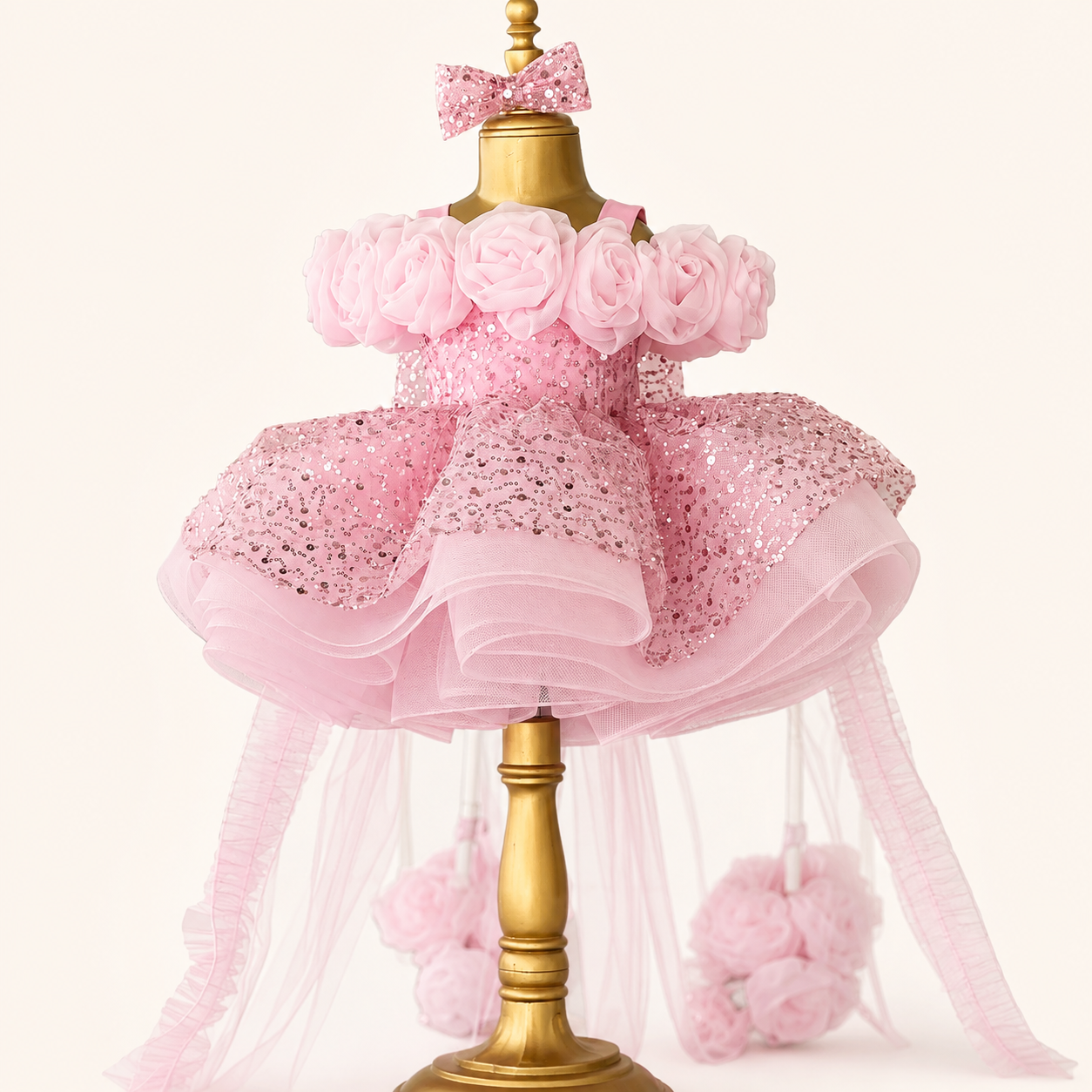 11 Pink Floral Party Dress for Baby Girls | First Birthday Special , Pakhira - Image 1