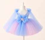 Girls Mermaid Theme Princess Party Dress | Blue & Pink Tulle Birthday Dress - Image 2