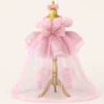 Pink Floral Party Dress for Baby Girls | First Birthday Special ,  Pakhira - Image 3