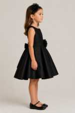 Girls Black Jacquard Party Dress | Pakhira - Image 2