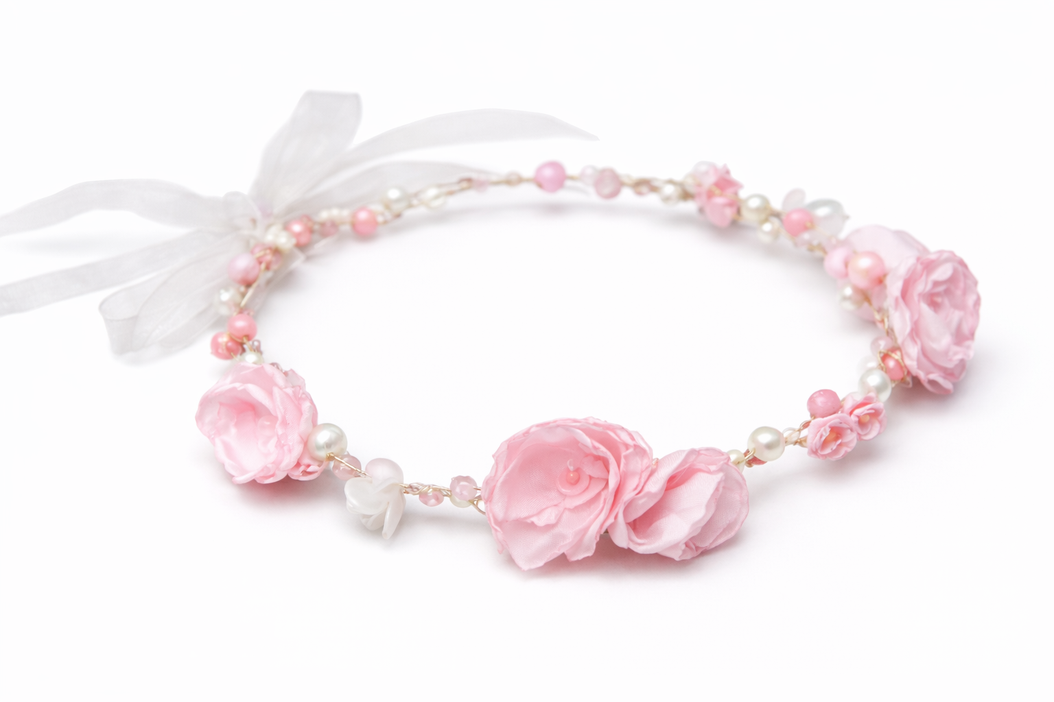 36ba75d8-dc81-489d-982b-e264a26551d8 Girls Pink Floral Pearl Hairband | Elegant Flower Headband for Baby Girls & Kids | Party Wear Hair Accessory for Birthday - Image 1