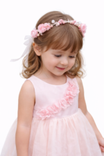 Girls Pink Floral Pearl Hairband | Elegant Flower Headband for Baby Girls & Kids | Party Wear Hair Accessory for Birthday - Image 2