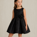 Girls Black Jacquard Party Dress | Pakhira