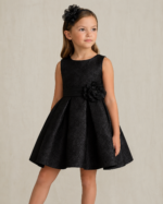 Girls Black Jacquard Party Dress | Pakhira