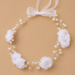 White Tiara with flower and beads